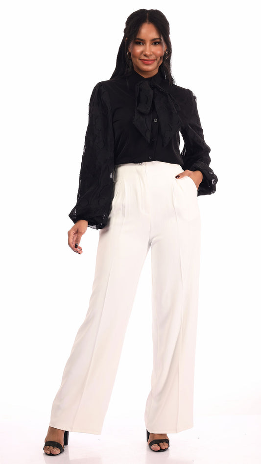 Floral Patterned Shirt with Elegant Bow