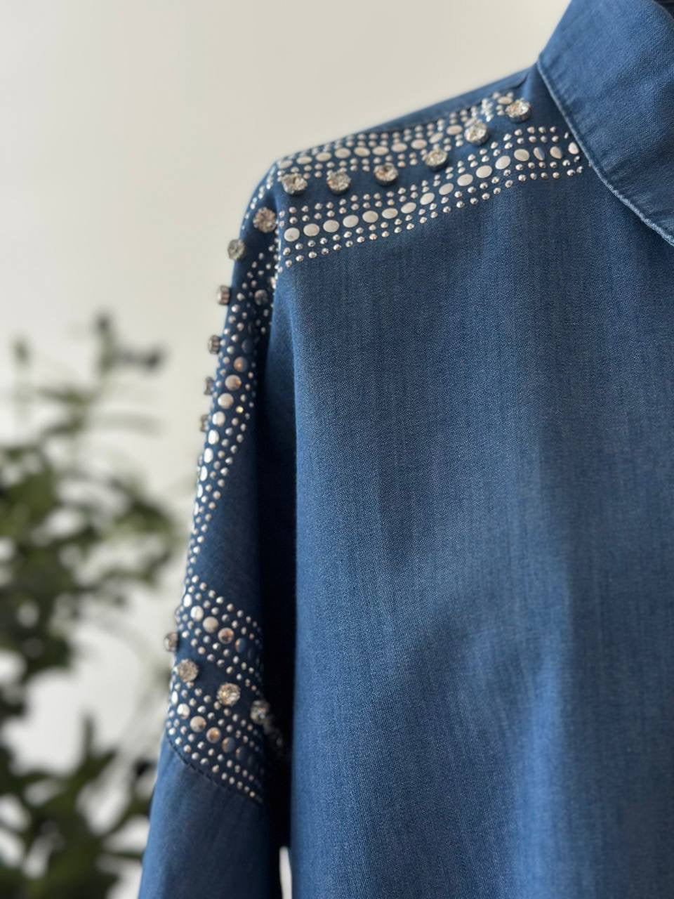 Shoulder Stars Jeans Shirt (2 Colours)✨