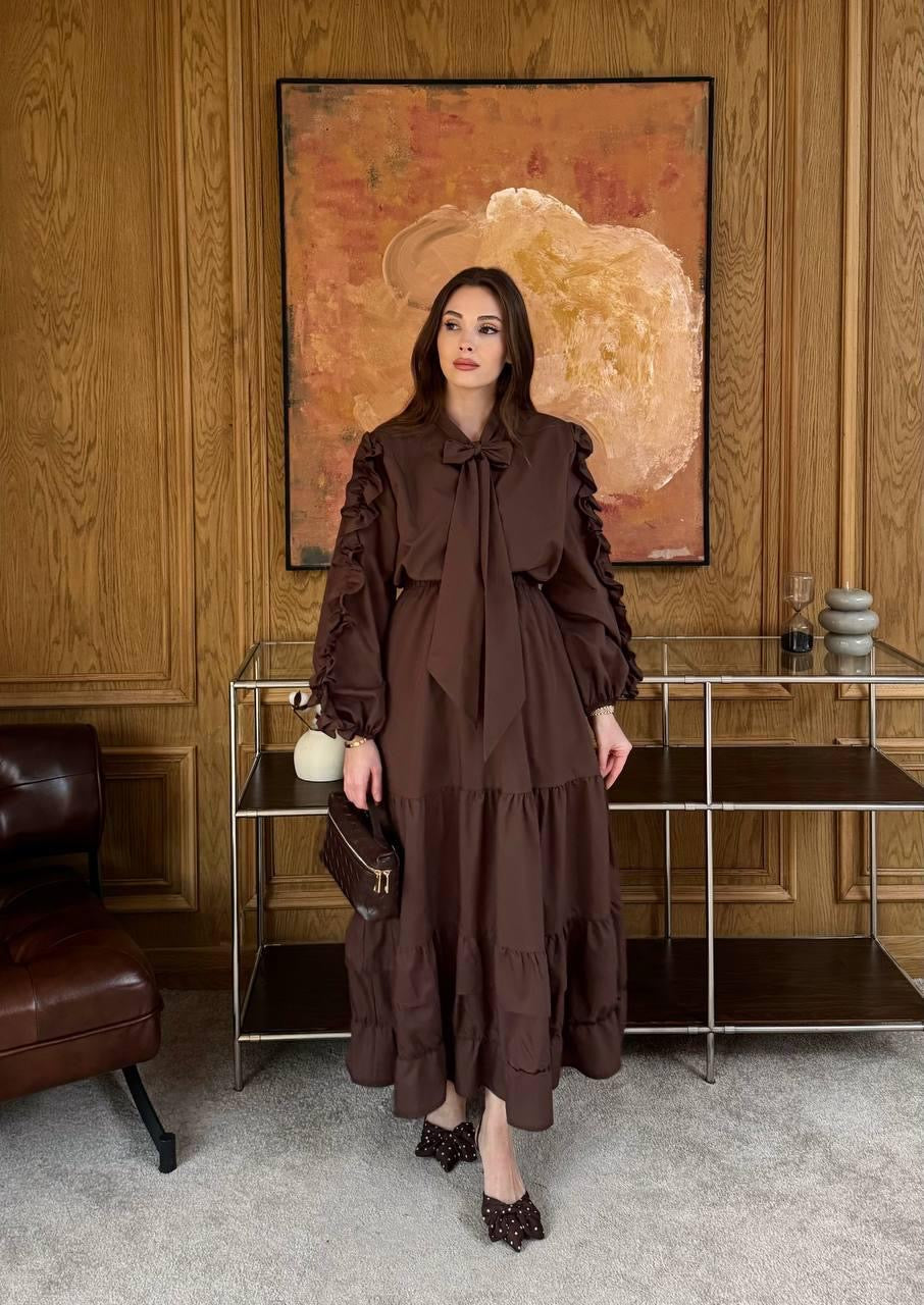 Bow-Sleeve Shirt & Skirt Set (Padded) مبطنة🫶🥹
