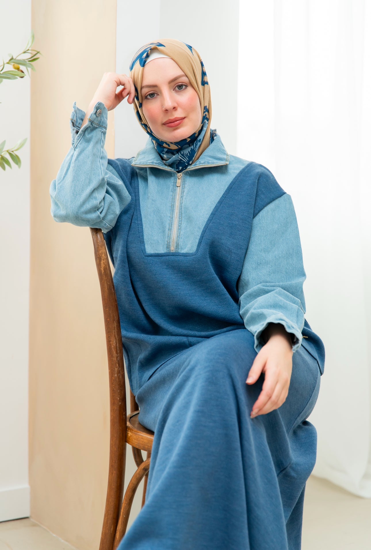 Denim Elegance Two-Piece Skirt Set طقم تنورة قطعتين أنيق