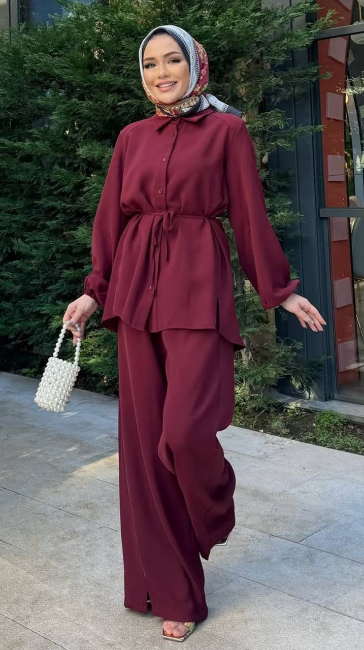 (4 Colours) طقم الرااااحة🥹✨❤️🔥 The Comfort Set (القميص هدل|الحزام اختياري)