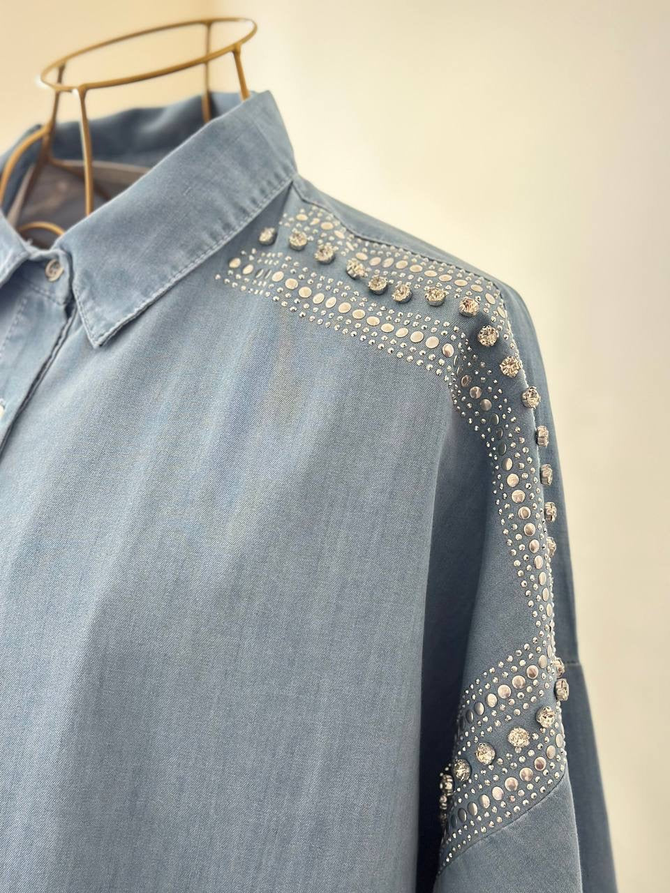 Shoulder Stars Jeans Shirt (2 Colours)✨