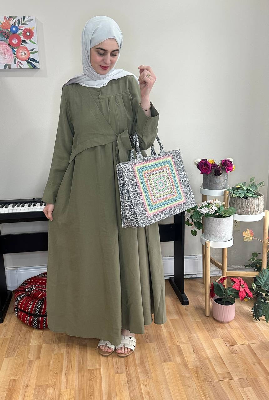Tied Elegance – فستان بربطة جانبية أنيقة طويل شرعي