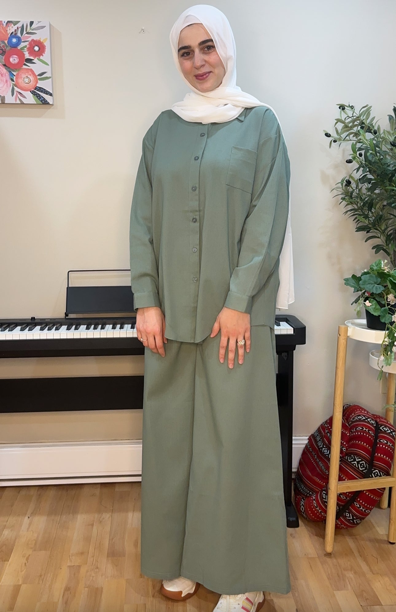 Two-Piece Basic Linen Outfit – Autumn طقم قطعتين سادة (طقم الخريف) (4COULORS)