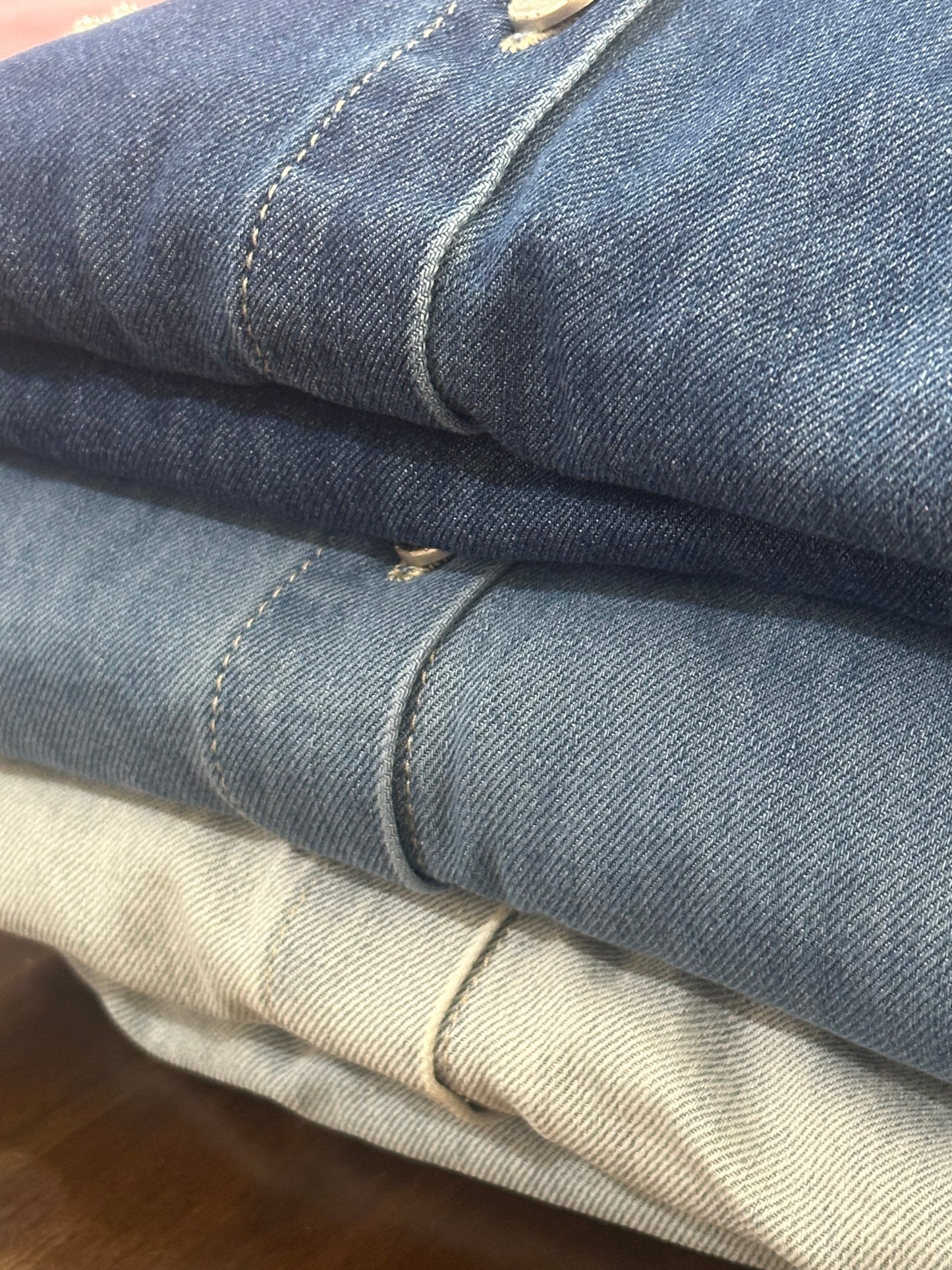 Two-Piece Denim Set with Pearls