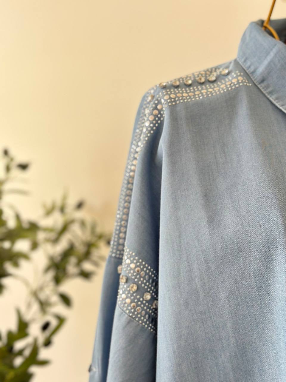 Shoulder Stars Jeans Shirt (2 Colours)✨