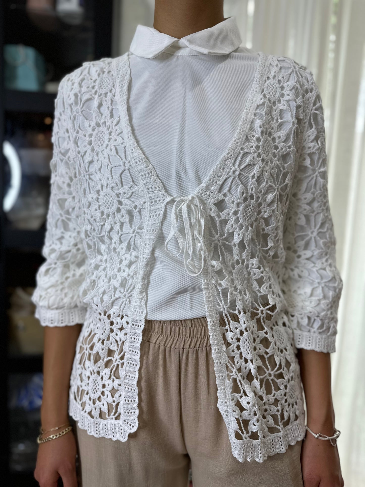 Floral Lace Crochet Cardigan