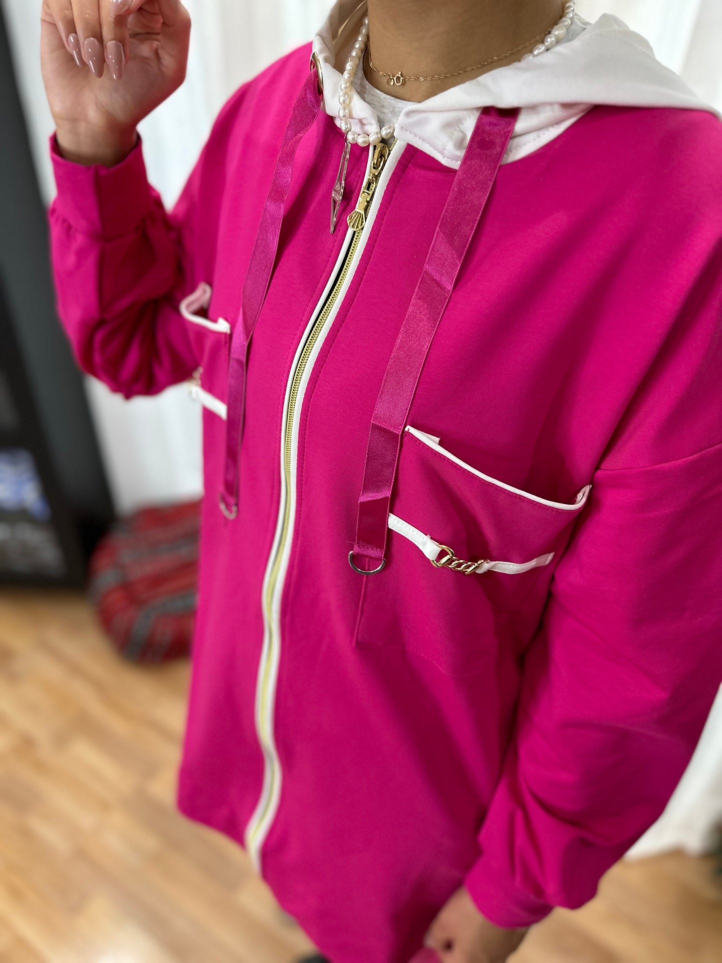 Vibrant Fuchsia Zip-Up Set