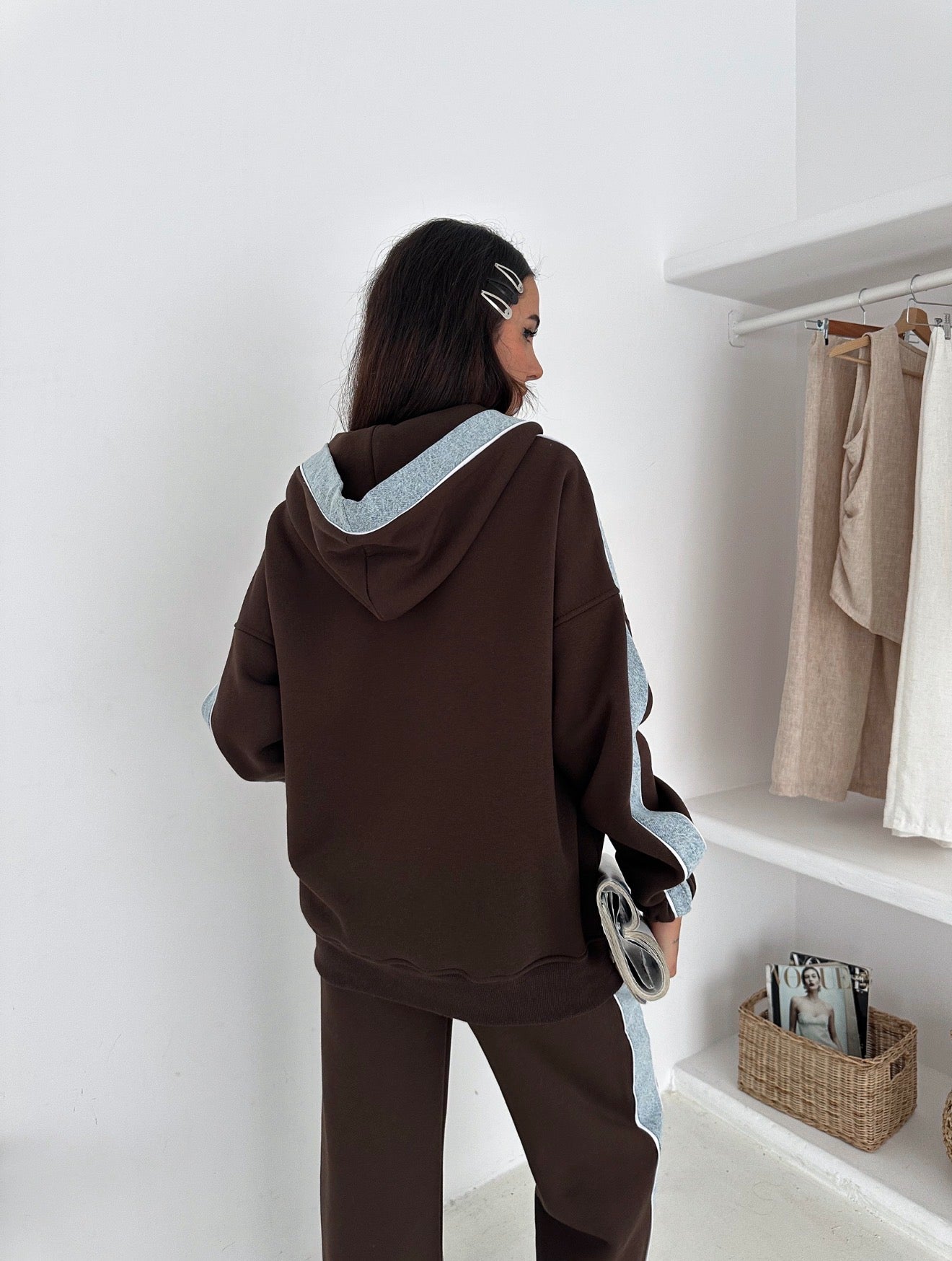 Denim With Fleece Comfy Suit In 4 Colours