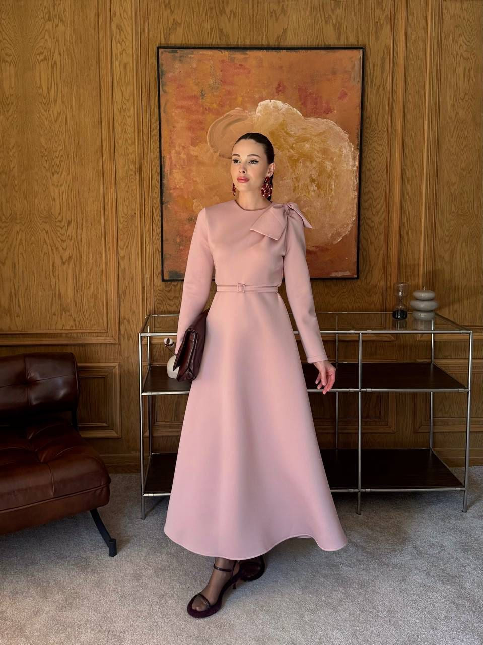 Elegant Lazord Dress with Bow & Belt