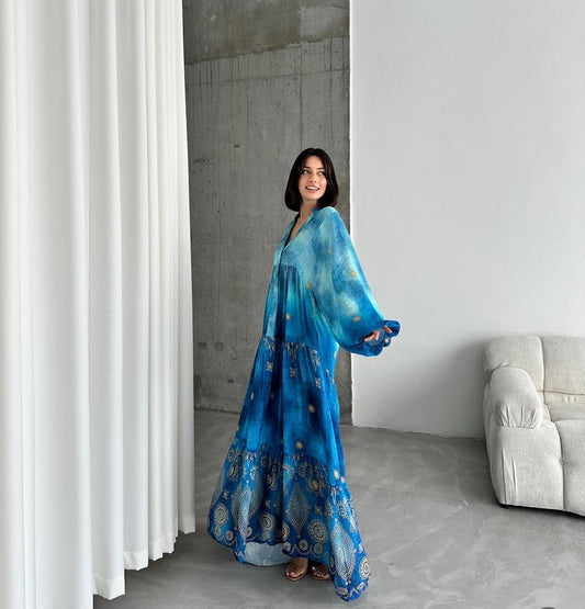 Printed Ocean Dress – فستان المحيط المطبّع