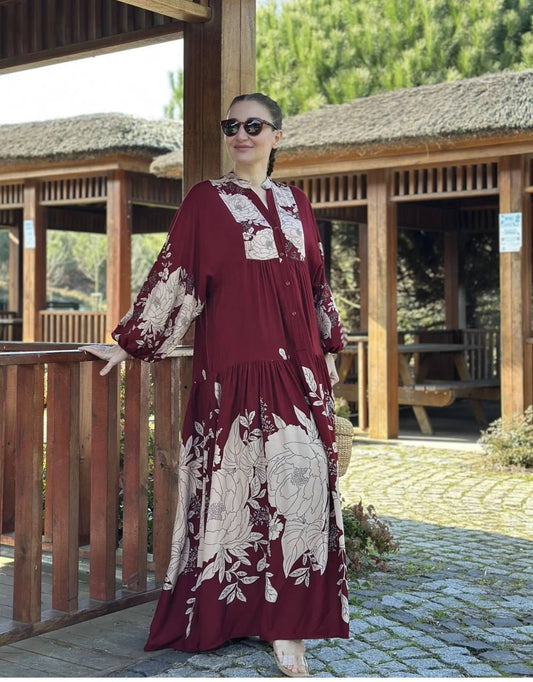 Printed Peony – فستان بطبعة الفاوانيا