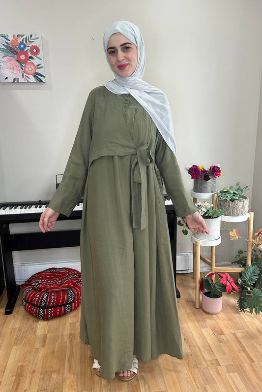 Tied Elegance – فستان بربطة جانبية أنيقة طويل شرعي