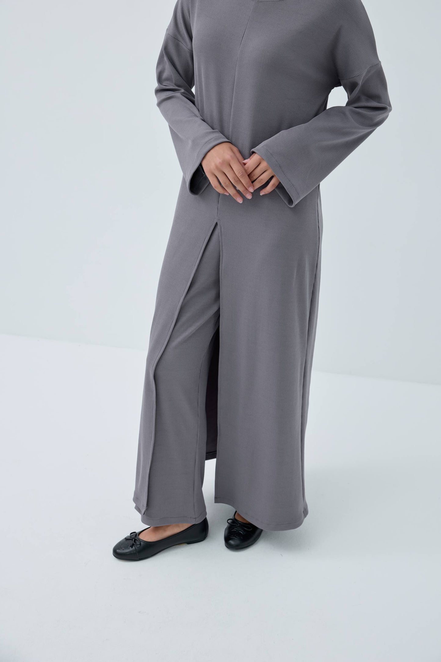 Polyseter Suede Modest Two-Piece Set