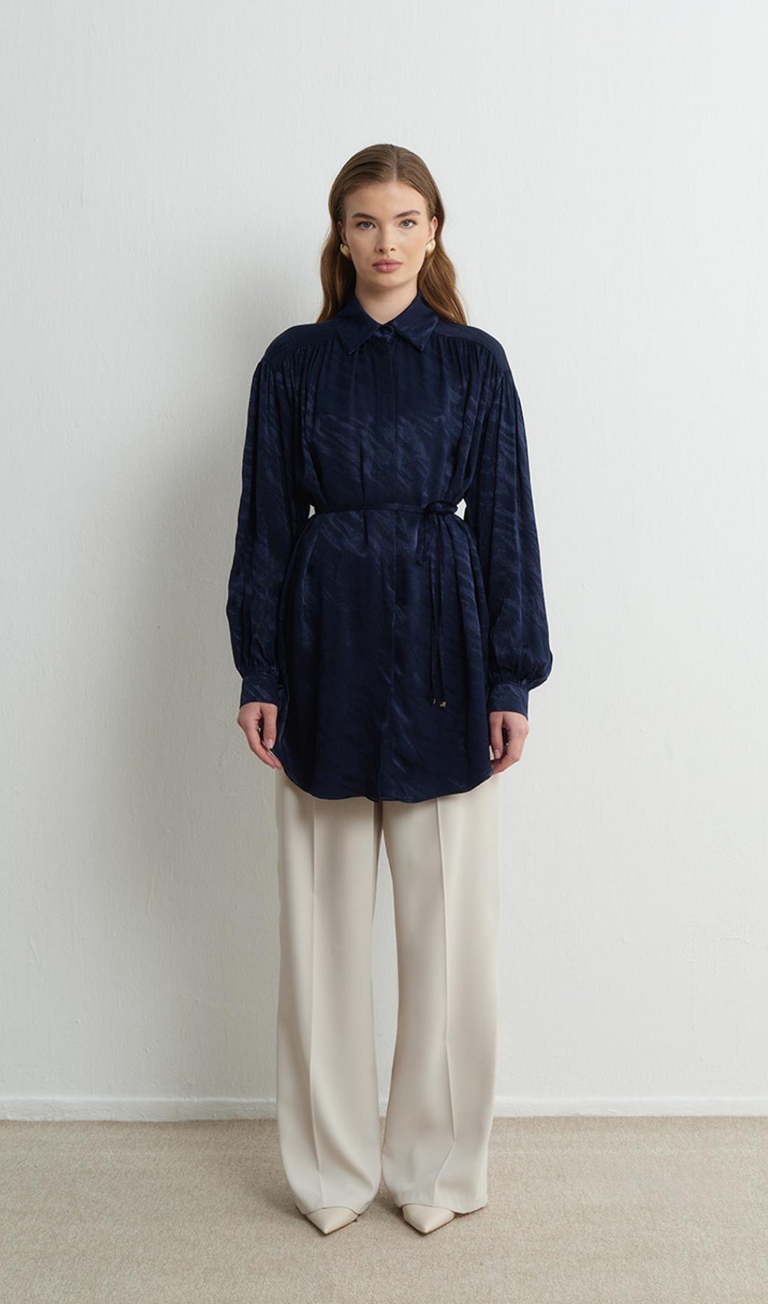 Effortless Elegance: Satin Tunic with a Chic Tie Waist (3 colours)