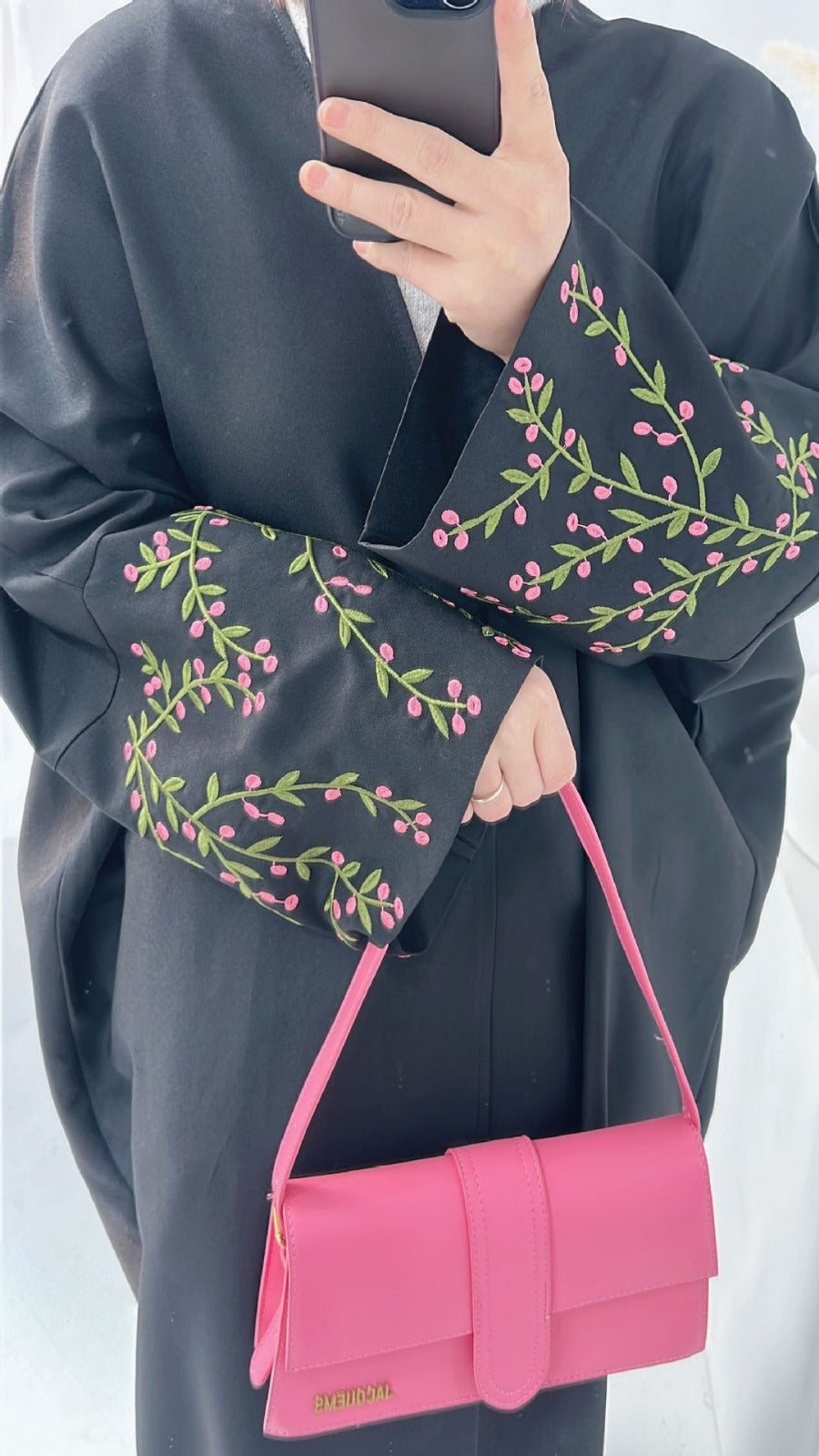 Black Flowered Abaya