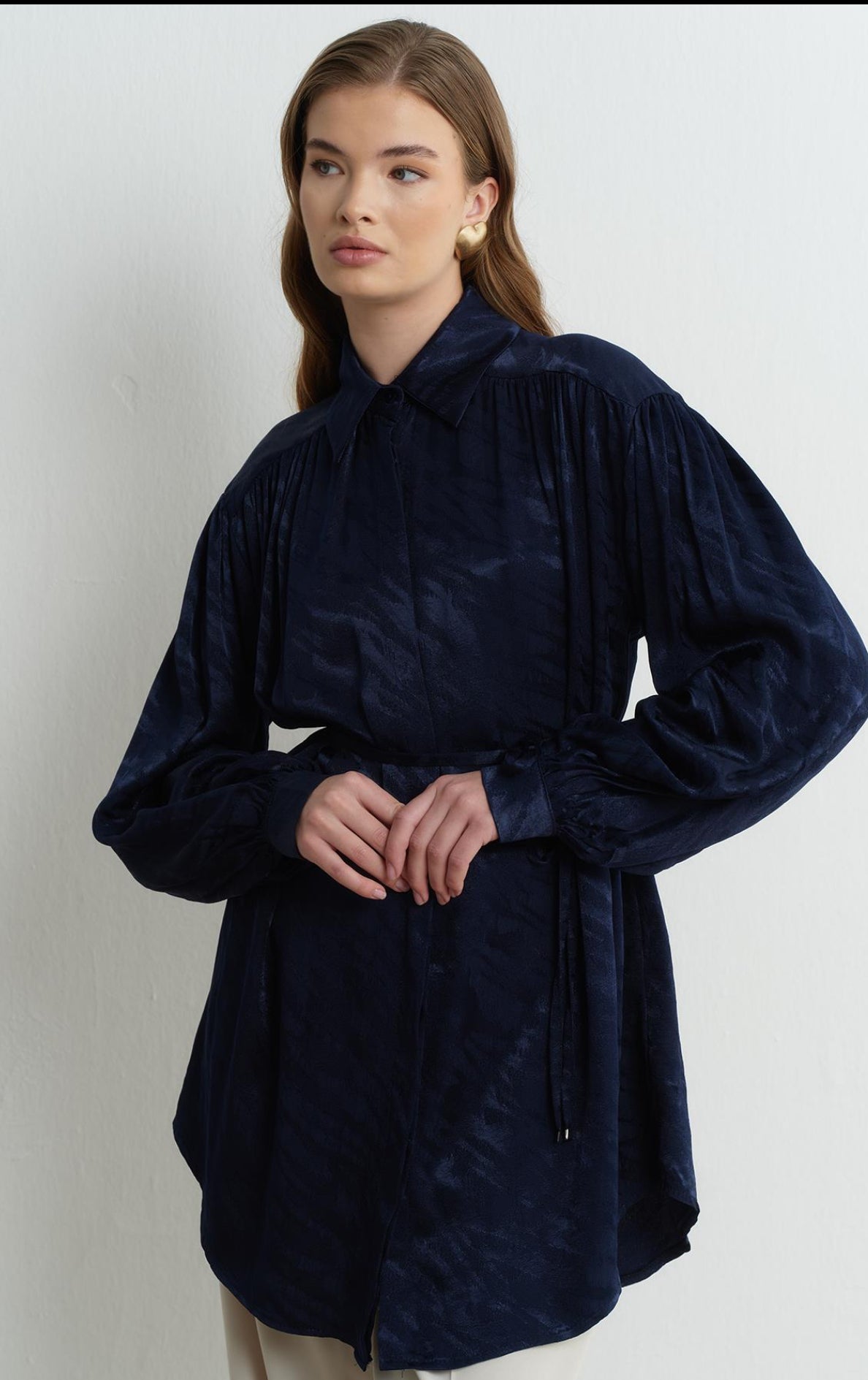 Effortless Elegance: Satin Tunic with a Chic Tie Waist (3 colours)
