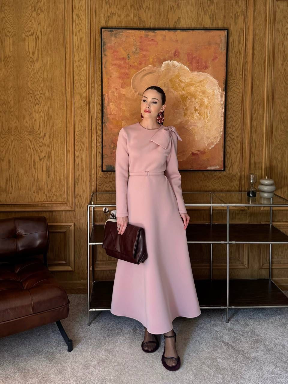 Elegant Lazord Dress with Bow & Belt