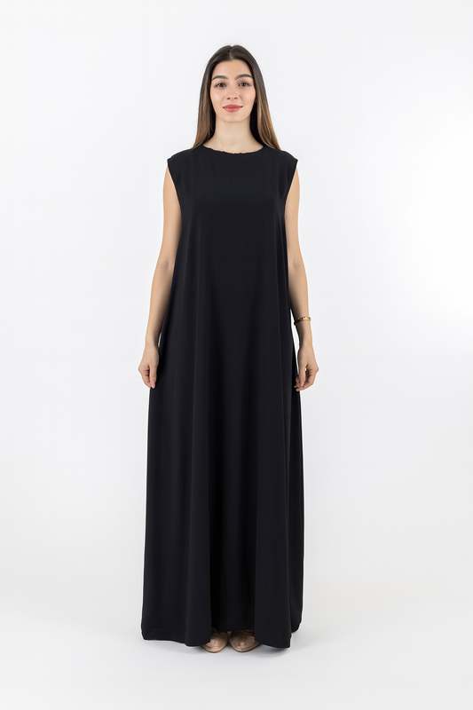 Flowy Black Sleeveless Dress (هدل جداً)
