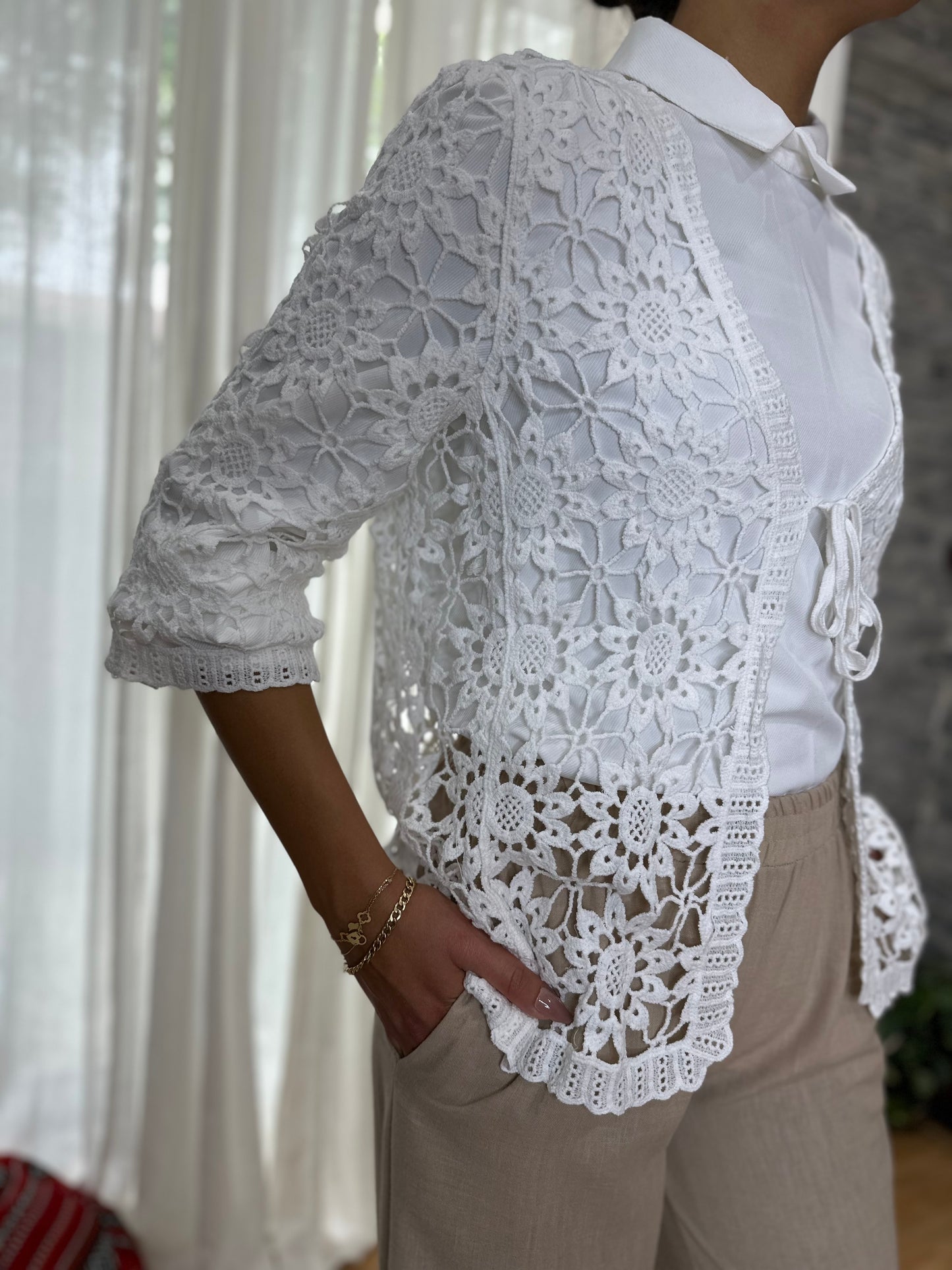 Floral Lace Crochet Cardigan