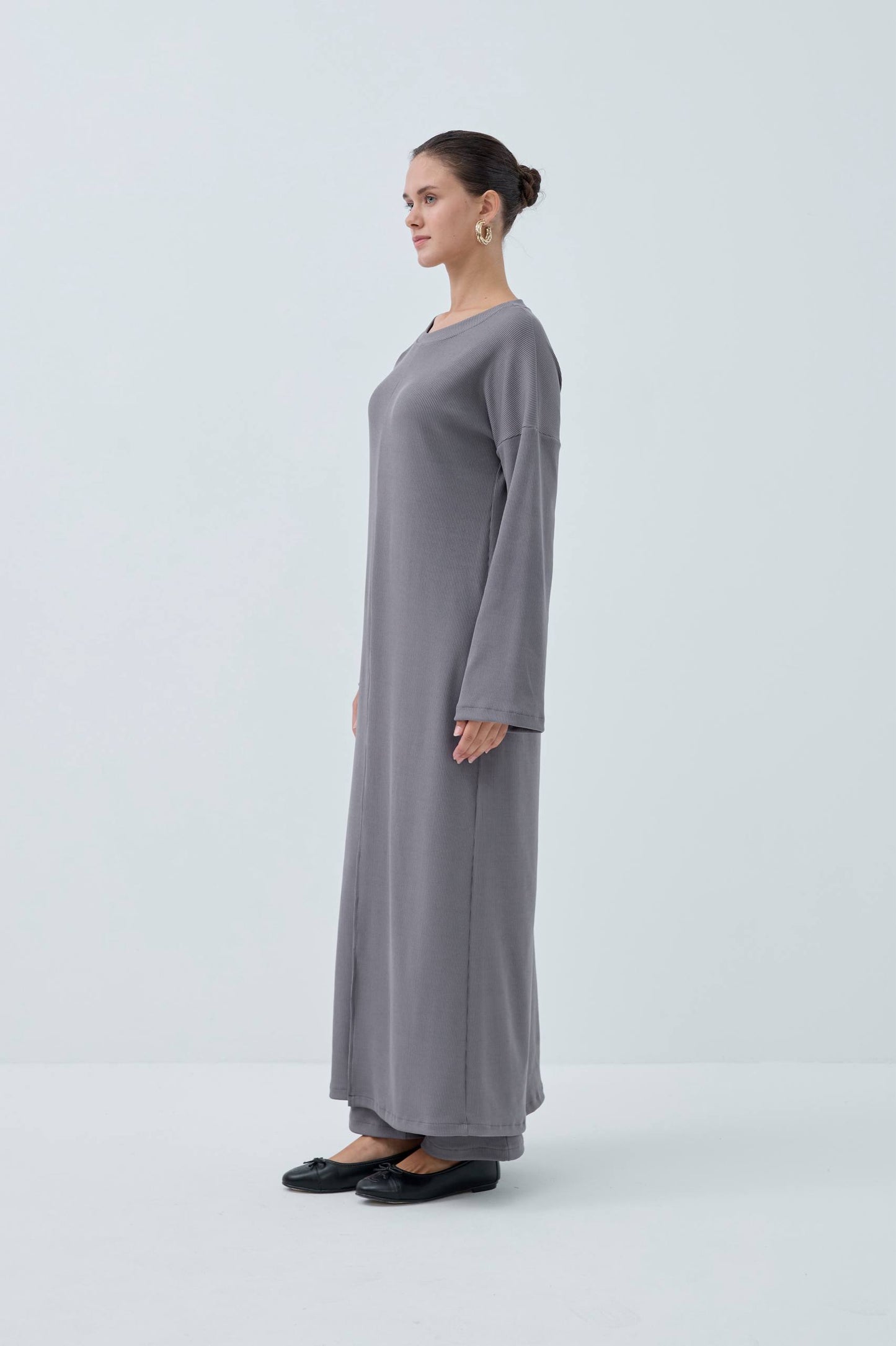 Polyseter Suede Modest Two-Piece Set