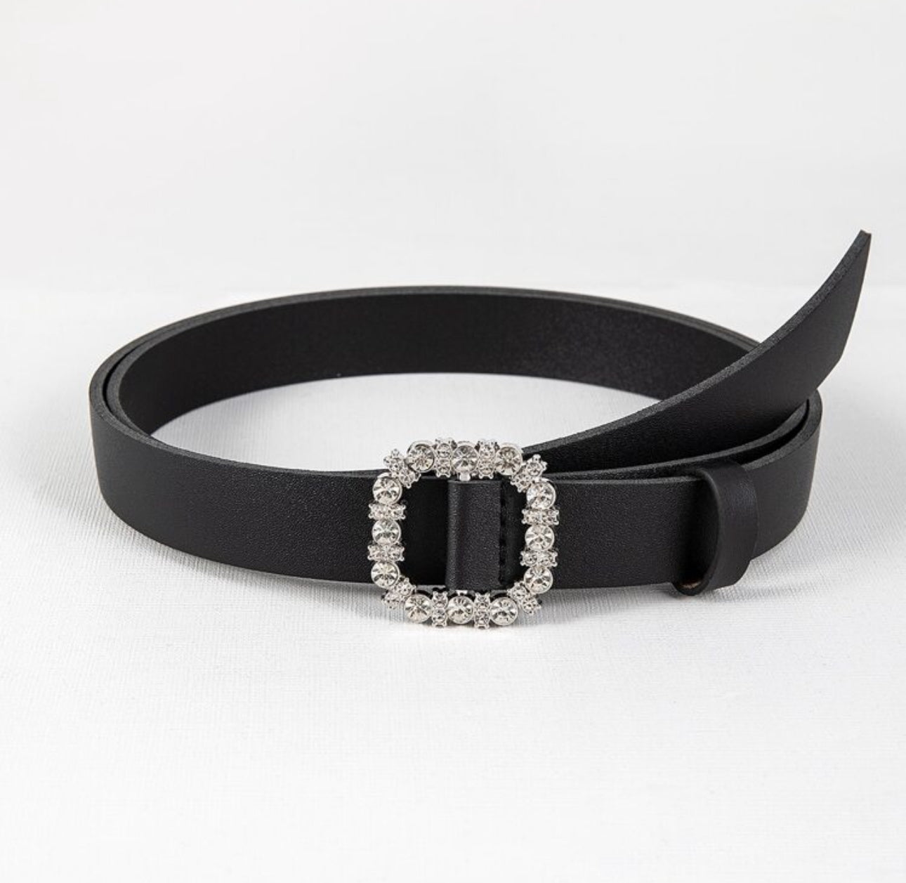 Classic Black Leather Belt with Silver Colour Buckle