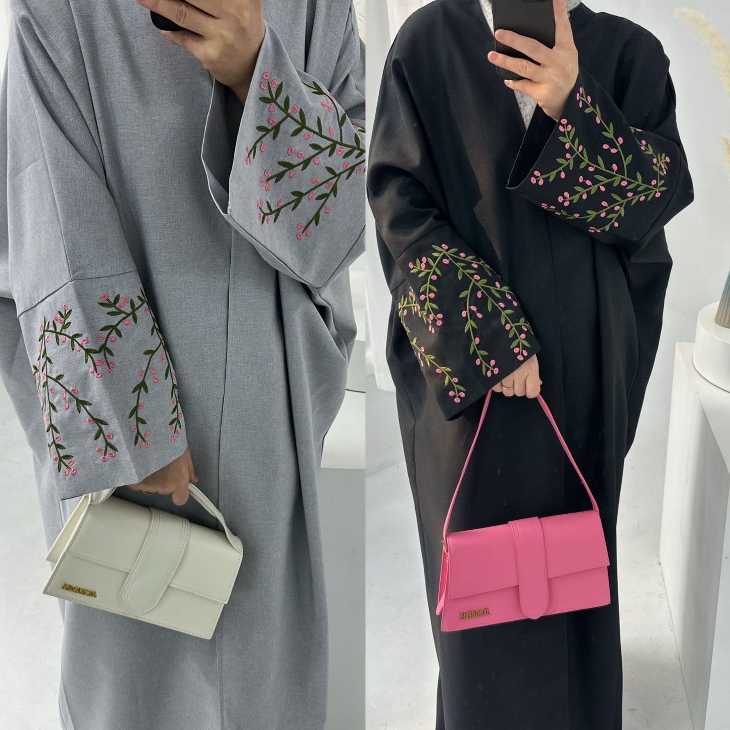 Black Flowered Abaya