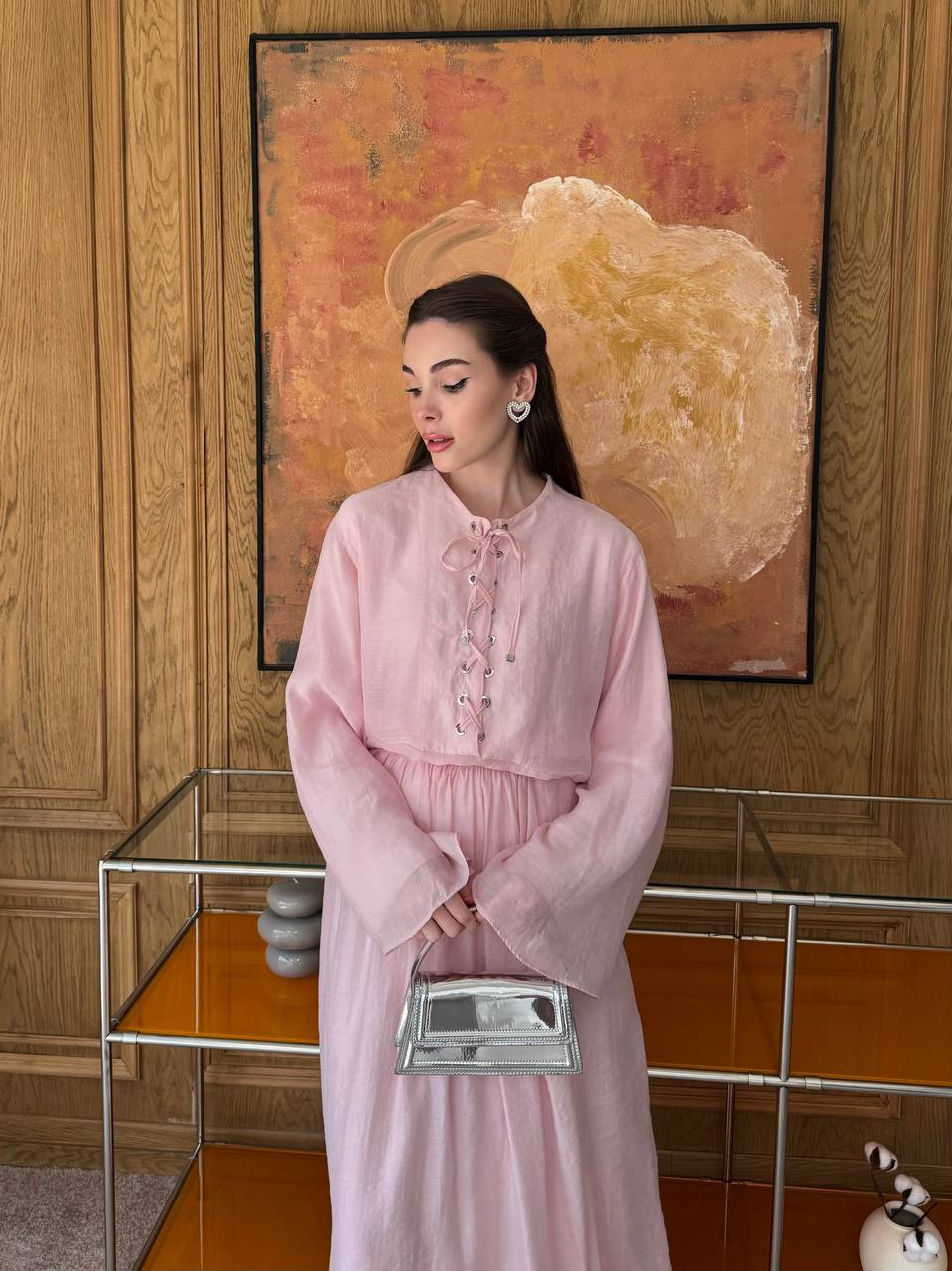 طقم تنورة بأزرار زخرفية وأكمام واسعة – Skirt Set with Decorative Buttons & Wide Sleeves(2 Colours) (مبطن كامل)