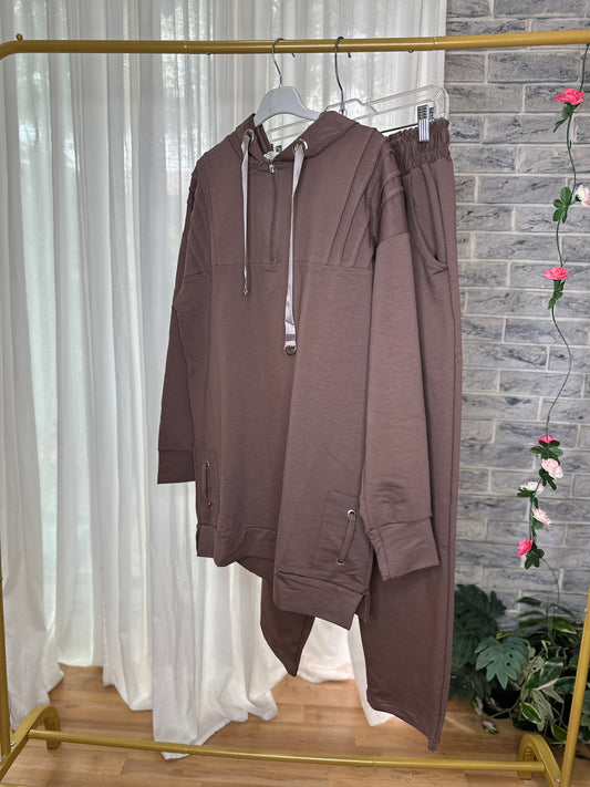 Taupe Hooded Lounge Set"