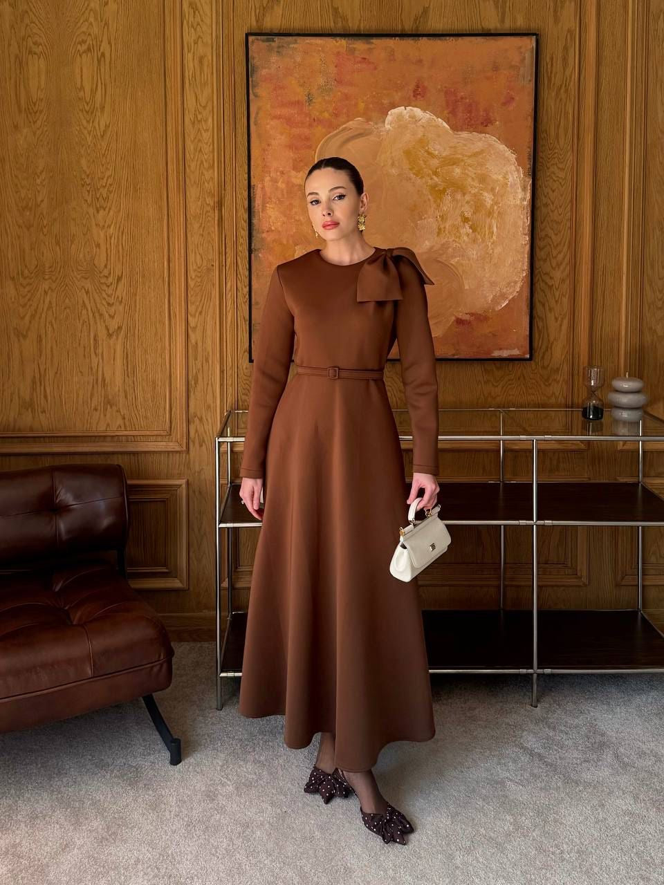 Elegant Lazord Dress with Bow & Belt
