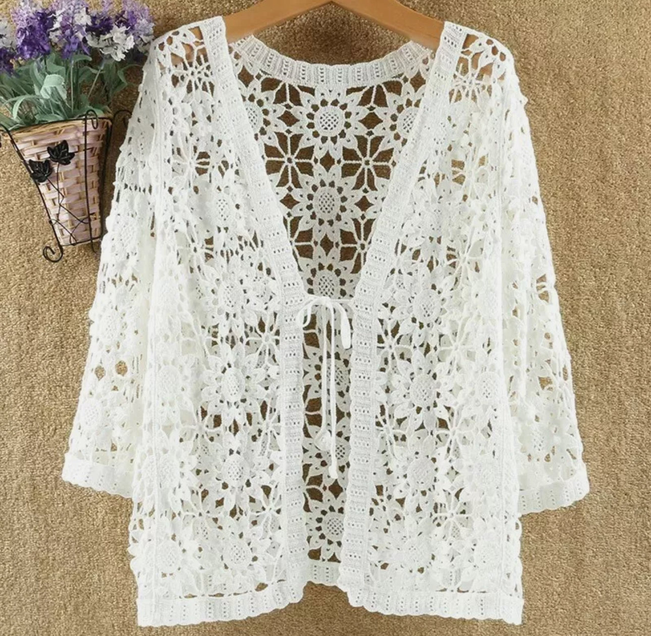 Floral Lace Crochet Cardigan