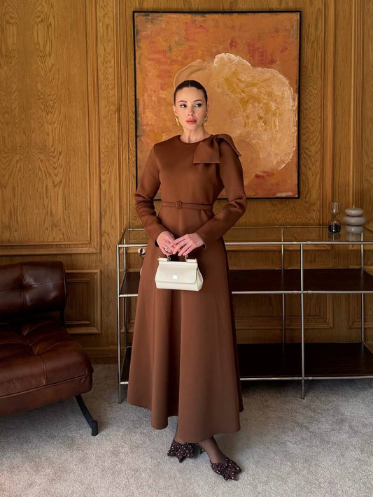 Elegant Lazord Dress with Bow & Belt