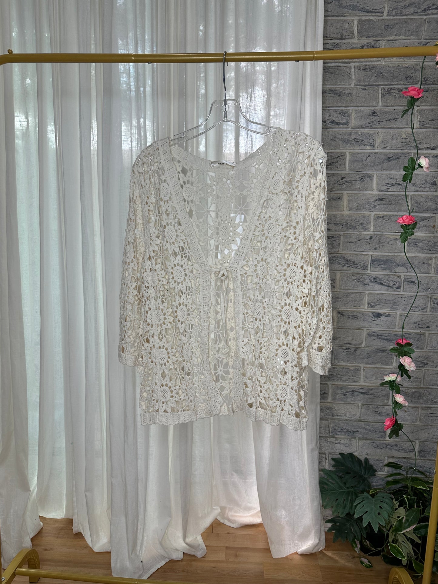 Floral Lace Crochet Cardigan