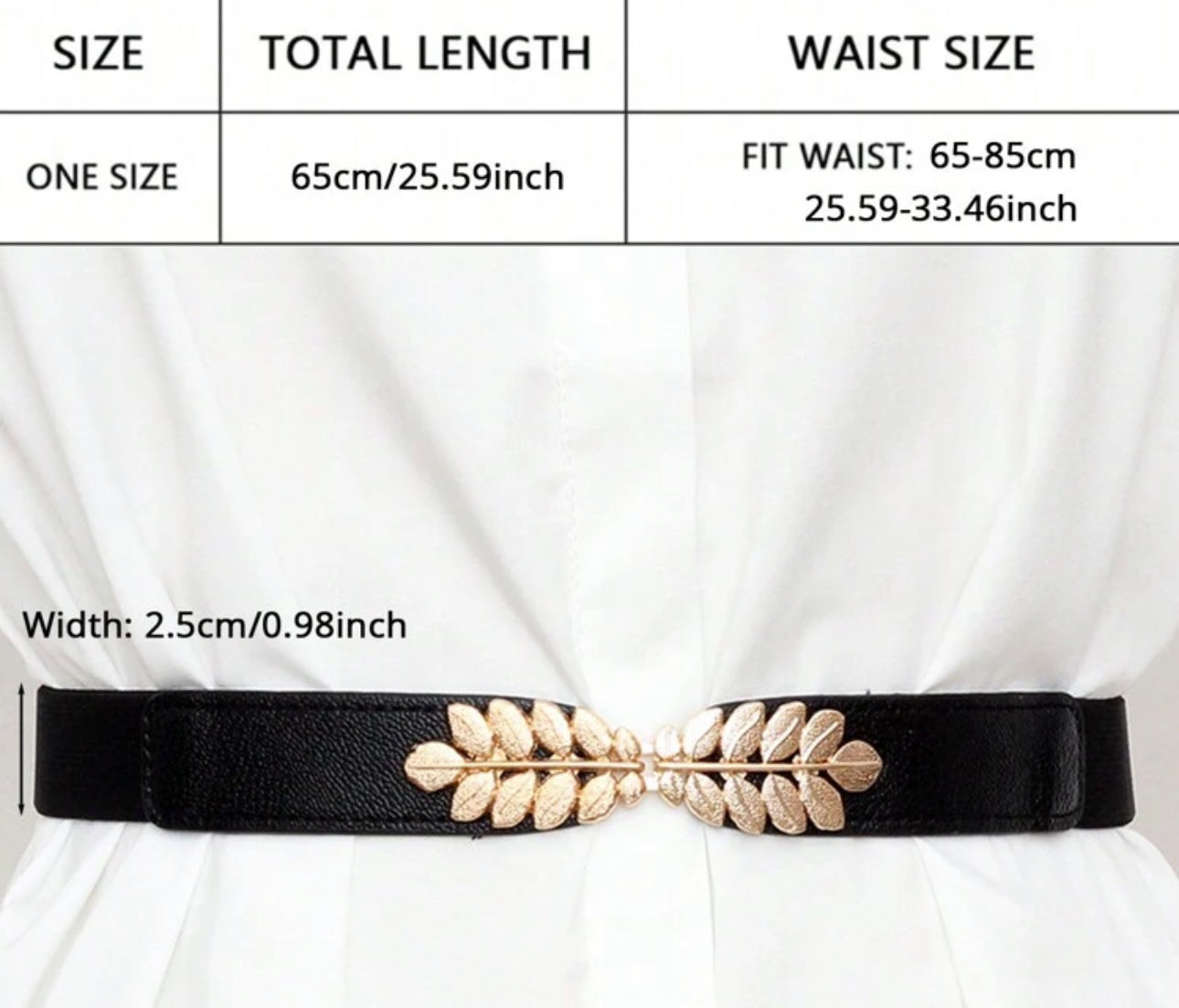 Elegant Black Leather Belt with Gold Textured Buckle – Classic and Stylish