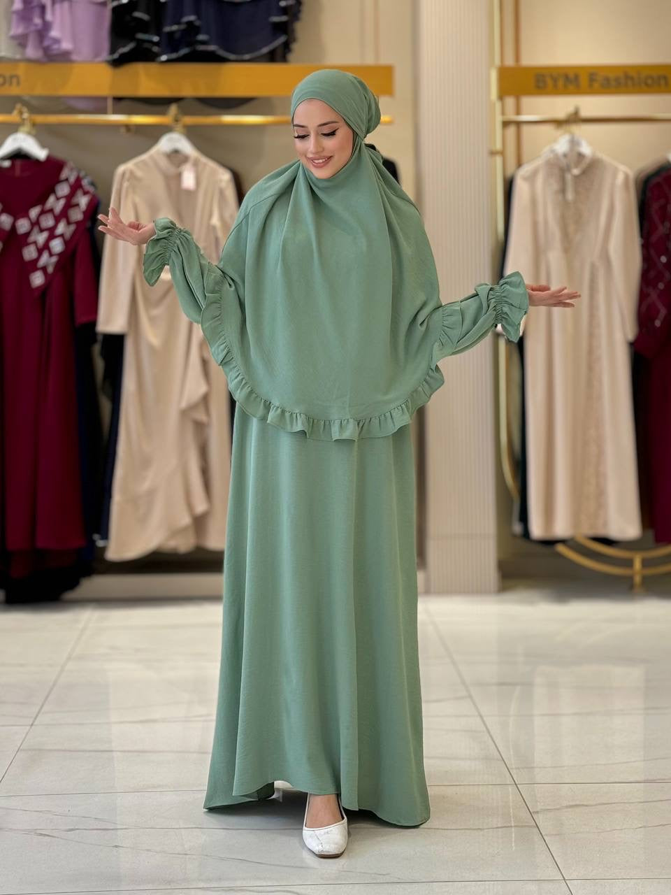 فستان قطعتين أنيق للعمرة|حج Elegant Two-Piece Dress for Umrah & Haj