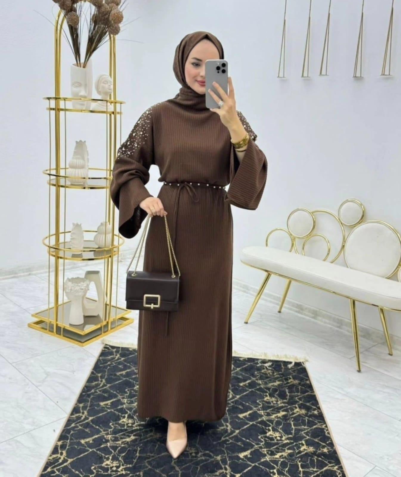 Pearl-embellished Knit Dress