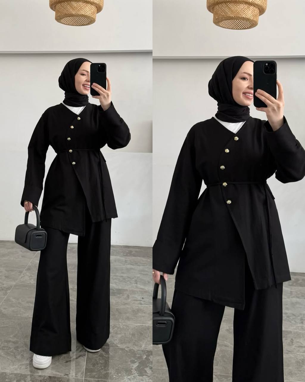 Casual suit with golden buttons