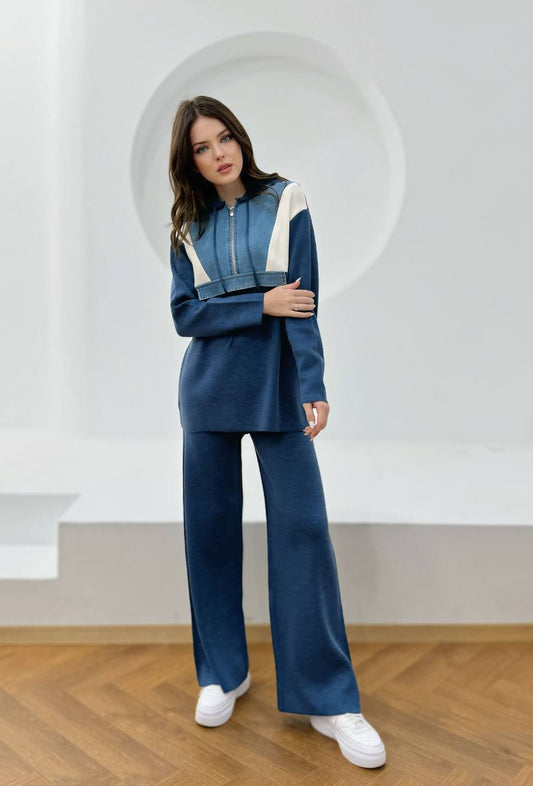 Chic Comfort Denim-Accented Lounge Set