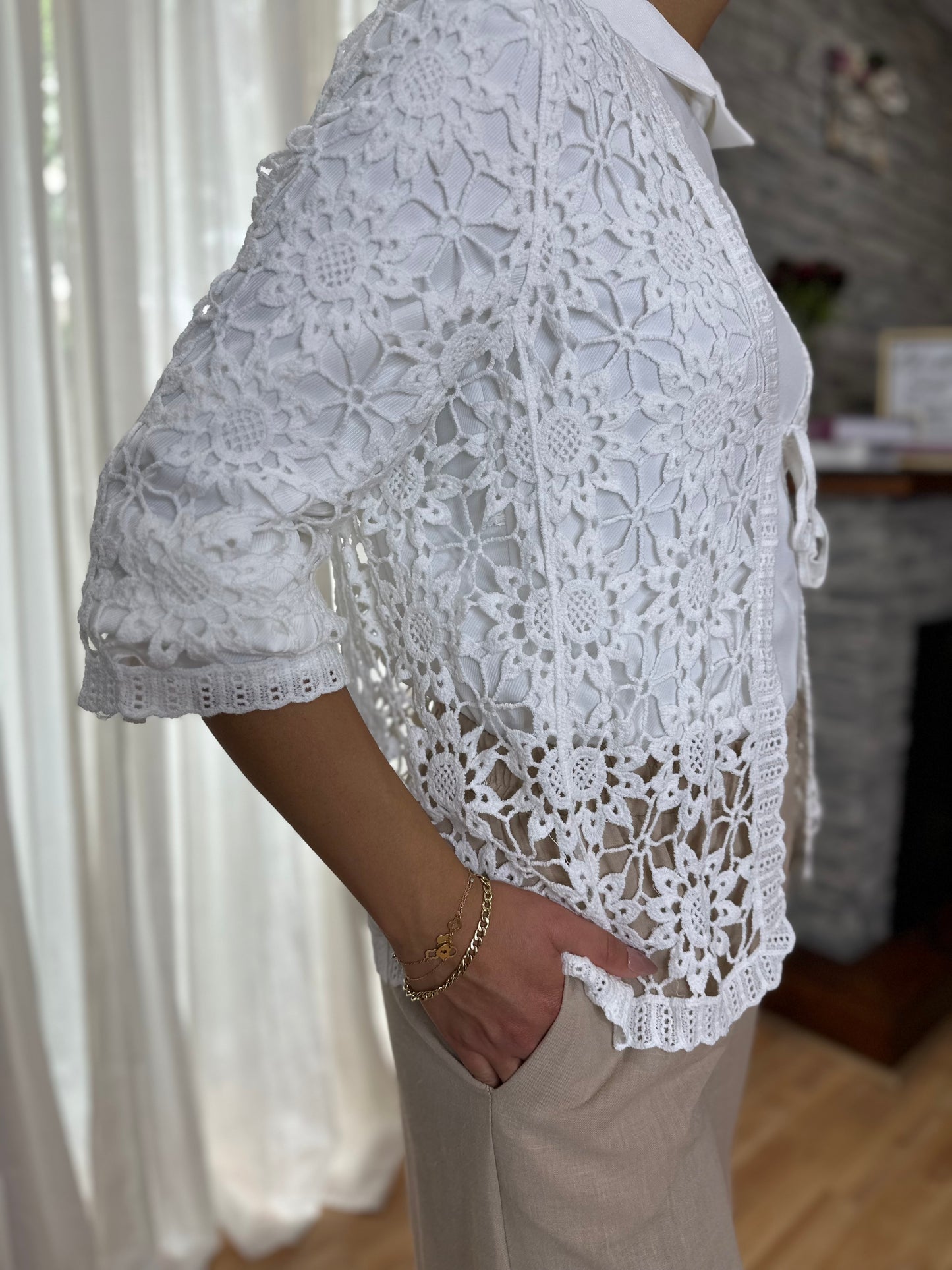 Floral Lace Crochet Cardigan