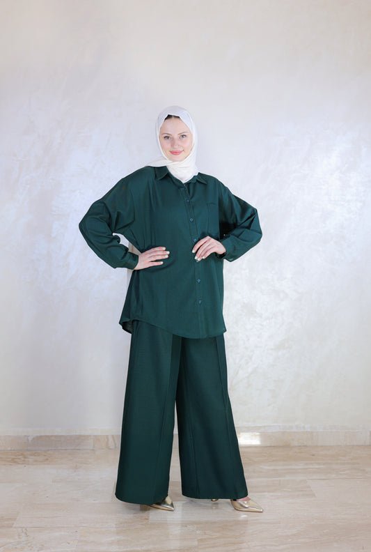 Two-Piece Basic Linen Outfit – Autumn طقم قطعتين سادة (طقم الخريف) (4COULORS)