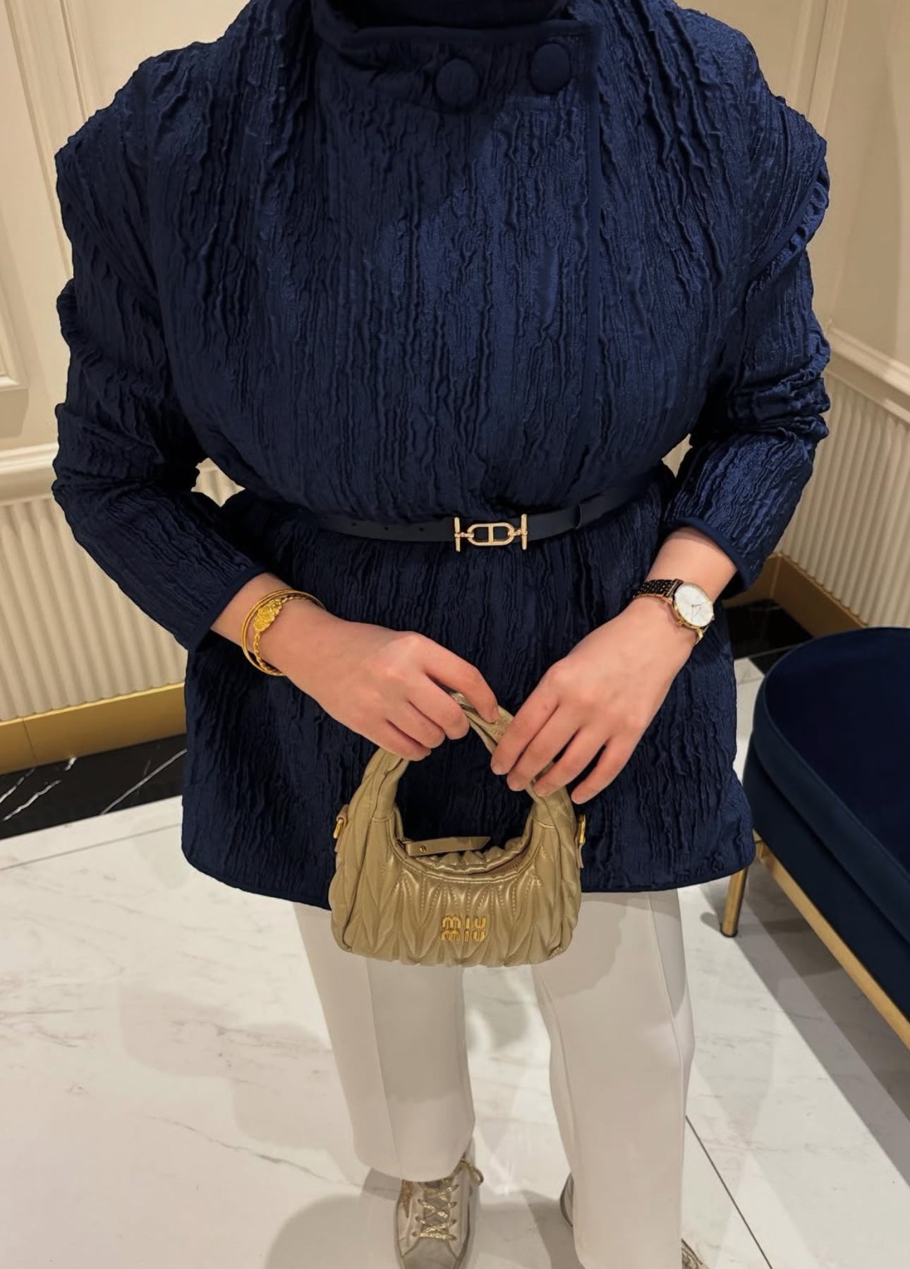 Textured Blazer Chic — Elegant Buttons Edition