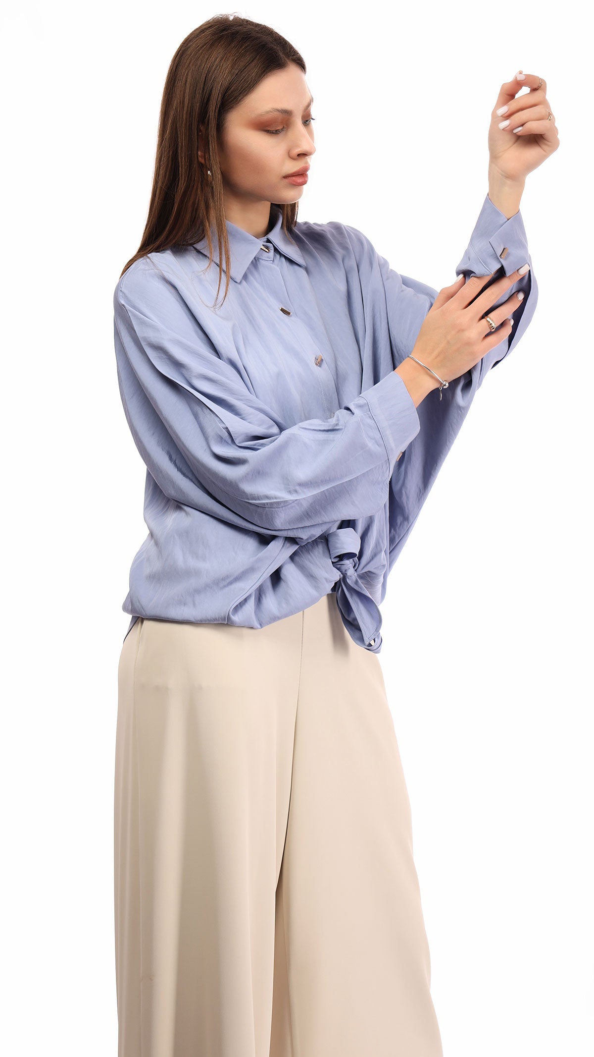 Linen Elegance Shirt with Gold Buttons