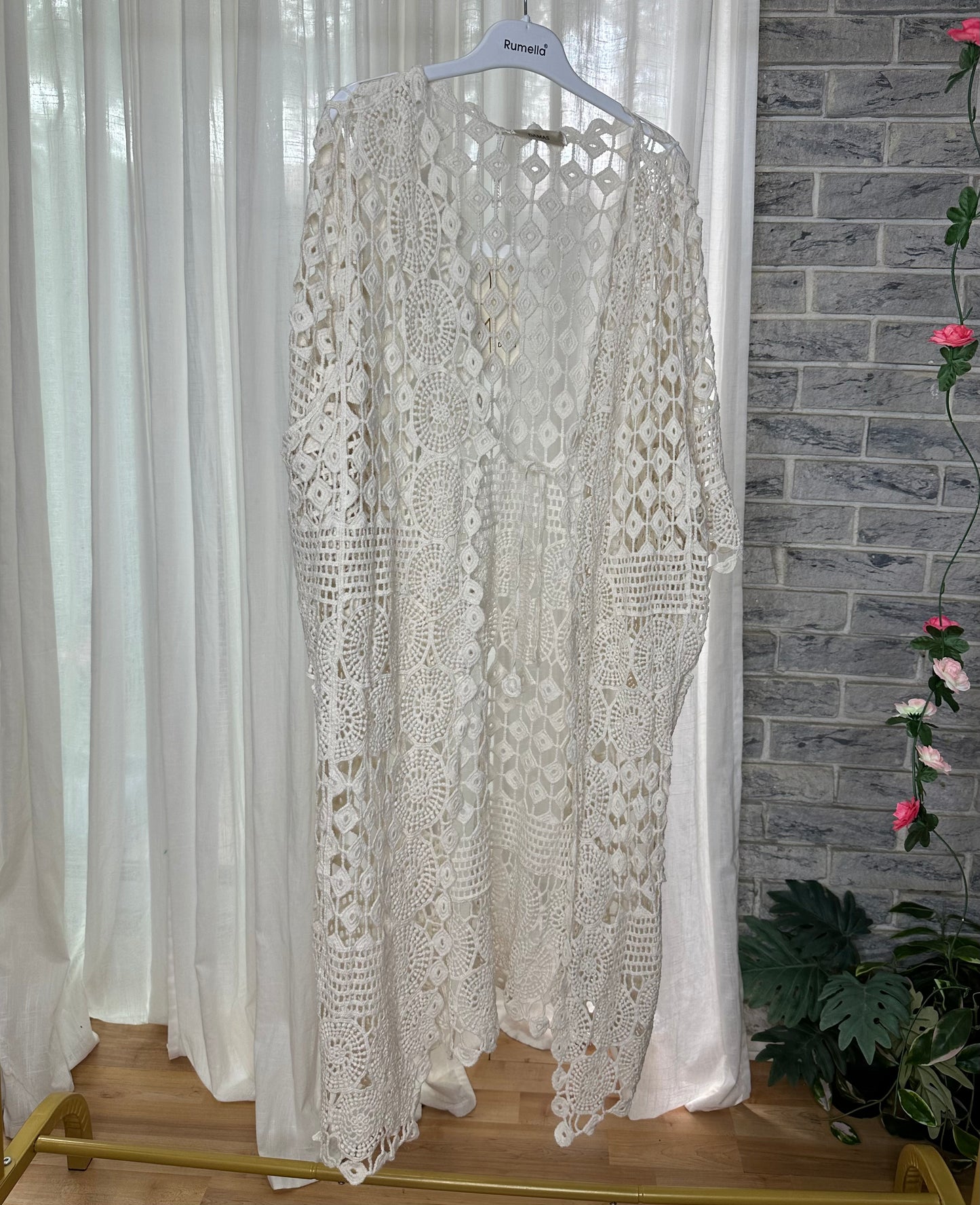 Floral Lace Long Crochet Cardigan