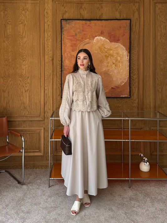 طقم تنورة دانتيل مبطن | Skirt Padded Set