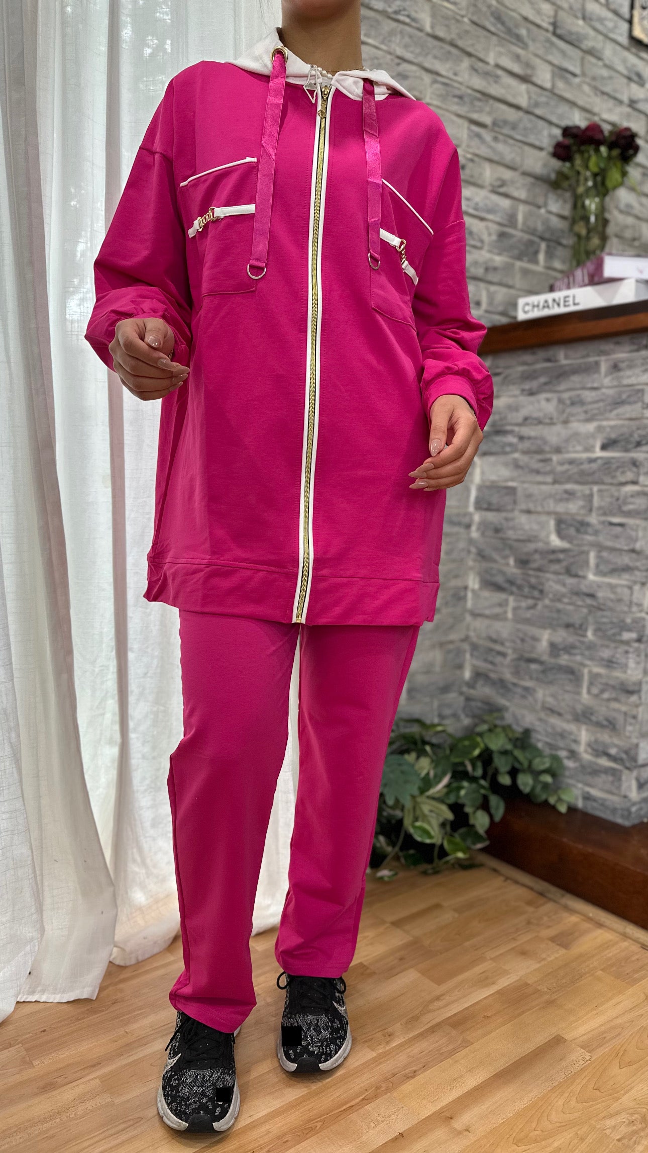 Vibrant Fuchsia Zip-Up Set