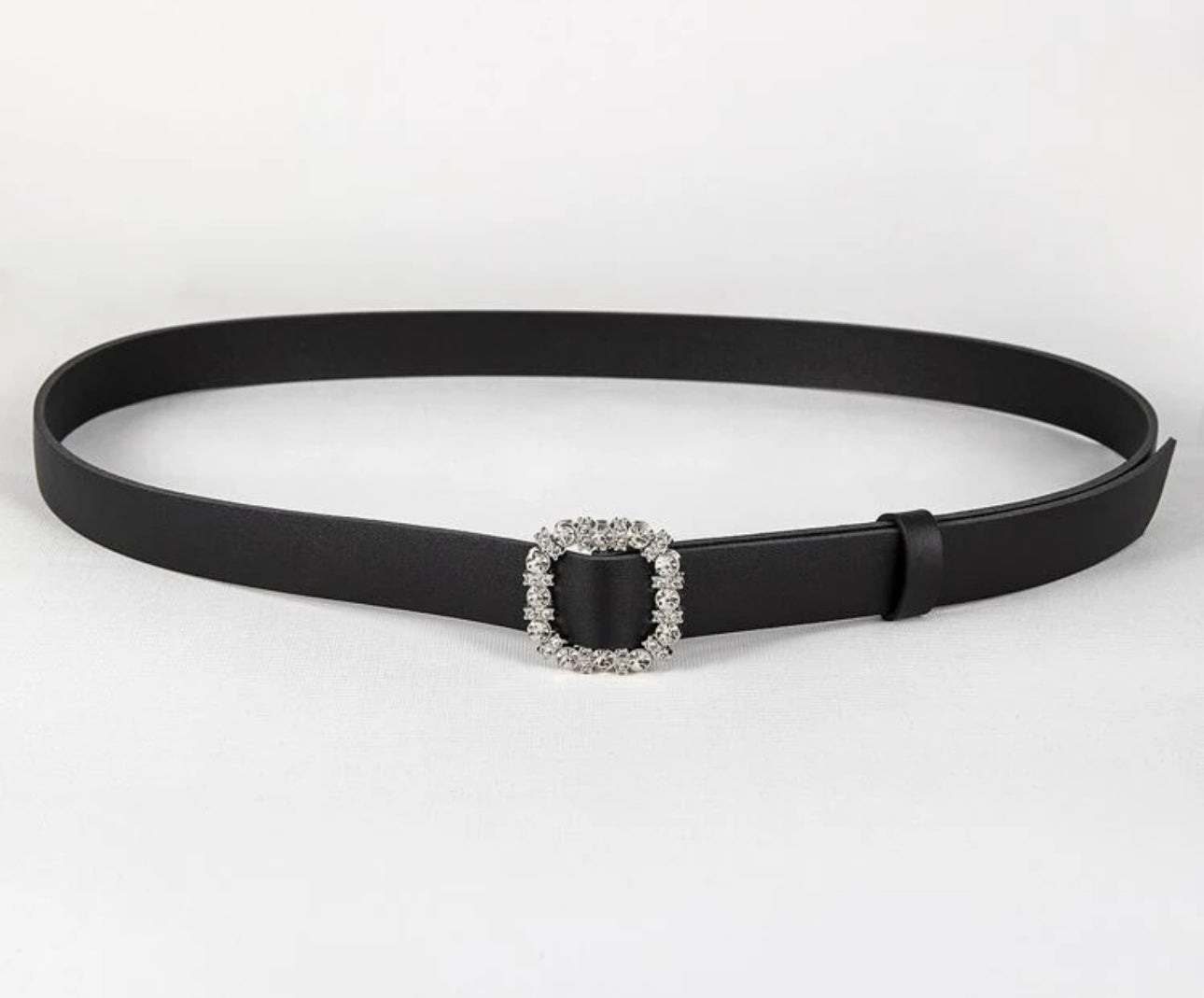 Classic Black Leather Belt with Silver Colour Buckle